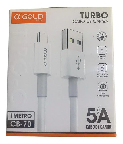 CABO CARREGADOR 1MT USB/TIPO C - AGOLD -> 106686