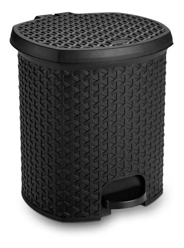 LIXEIRA RATTAN C/PEDAL 15 LTS - PRETO