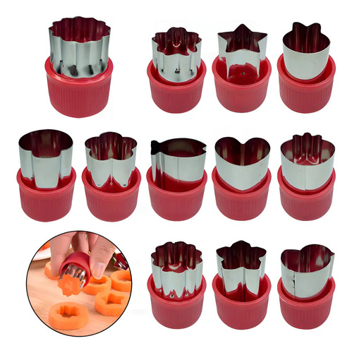 KIT 12 MOLDES BISCOITOS PLASTICO E ACO INOX 4,5 CM