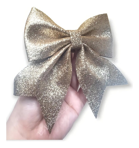 ENFEITE LACO OURO VELHO C GLITER 12X13CM