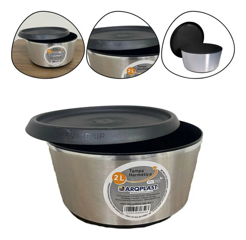 ORGANIZADOR HERMETICO LABEL INOX 2L - POS INDUSTRI